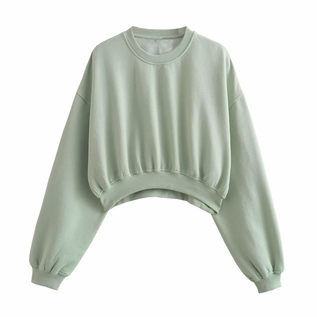 Damen Kurzes Oversize‑Sweatshirt mit gerafftem Saum und Ballonärmeln Echo Archiv