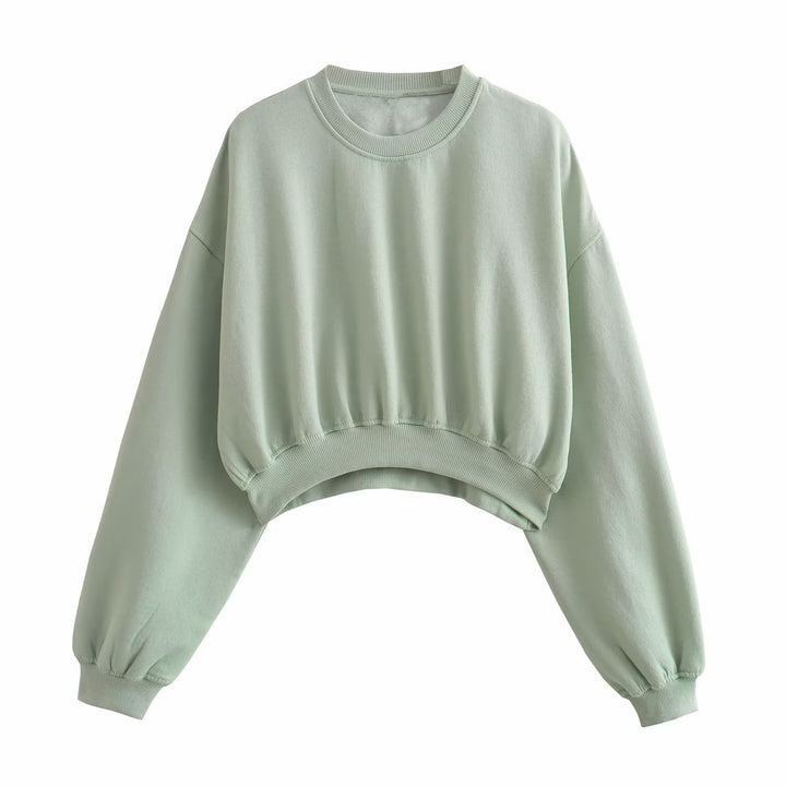 Damen Kurzes Oversize‑Sweatshirt mit gerafftem Saum und Ballonärmeln Echo Archiv