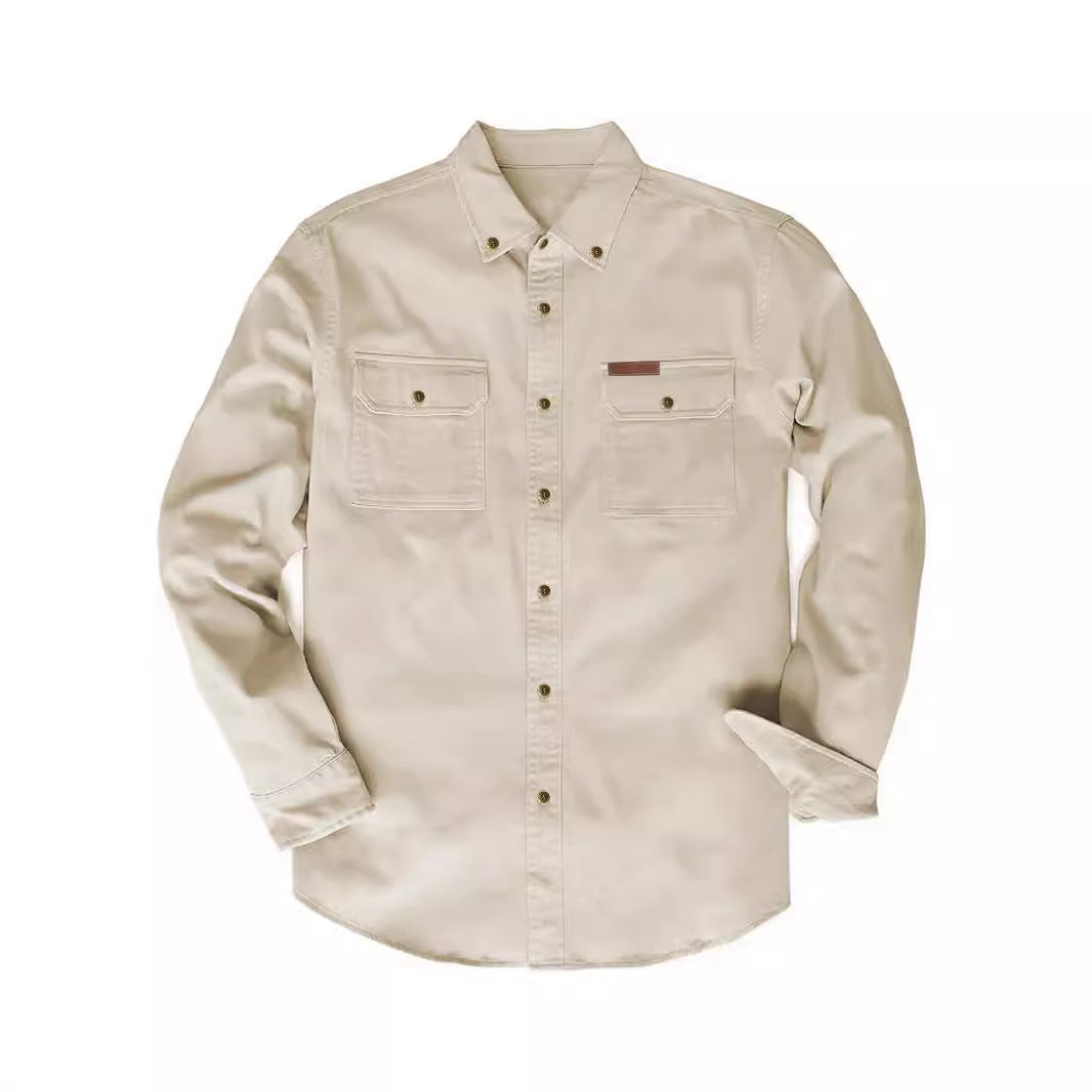 Herren Langarm-Hemd mit robusten Brusttaschen und klassischem Button-Down-Kragen Echoarchiv