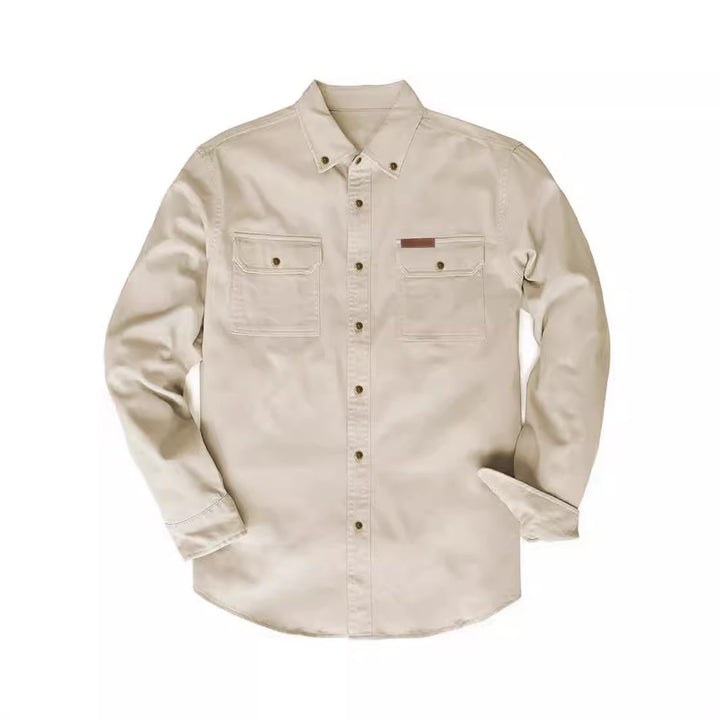 Herren Langarm-Hemd mit robusten Brusttaschen und klassischem Button-Down-Kragen Echoarchiv