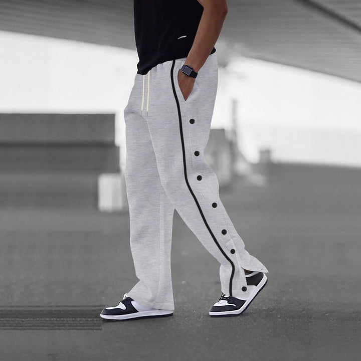 Herren Sportliche Jogginghose mit dekorativen Druckknöpfen und seitlichen Taschen Echoarchiv
