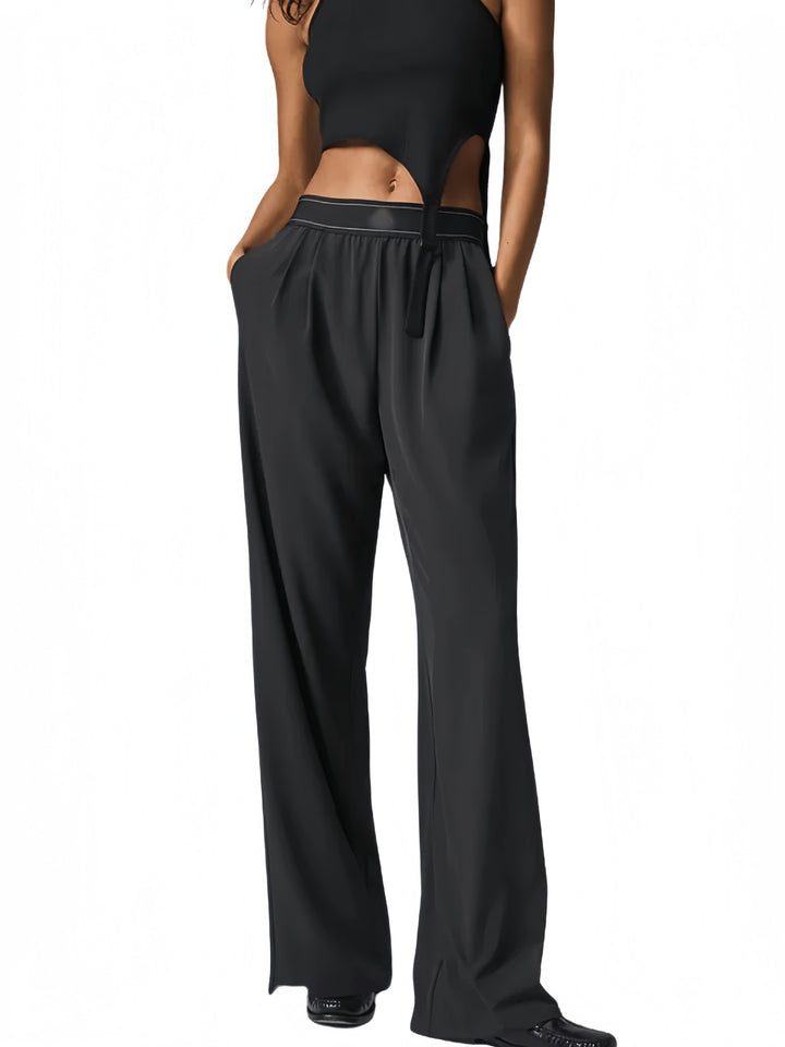 Damen Elegante Hochtaillierte Palazzo-Hosen