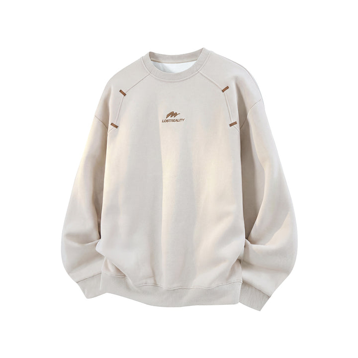 Unisex Boxy-Rundhals-Sweatshirt mit Applikationslaschen und minimalistischer Logo-Stickerei Echo Archiv