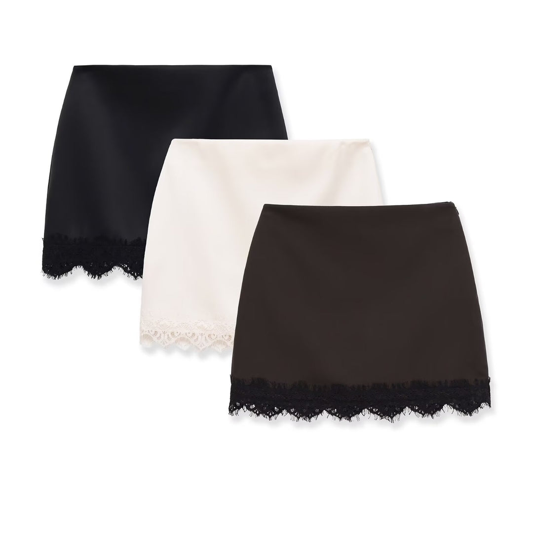 Damen eleganter Rock mit Spitzenbesatz und strukturiertem Gewebe Echo Archiv