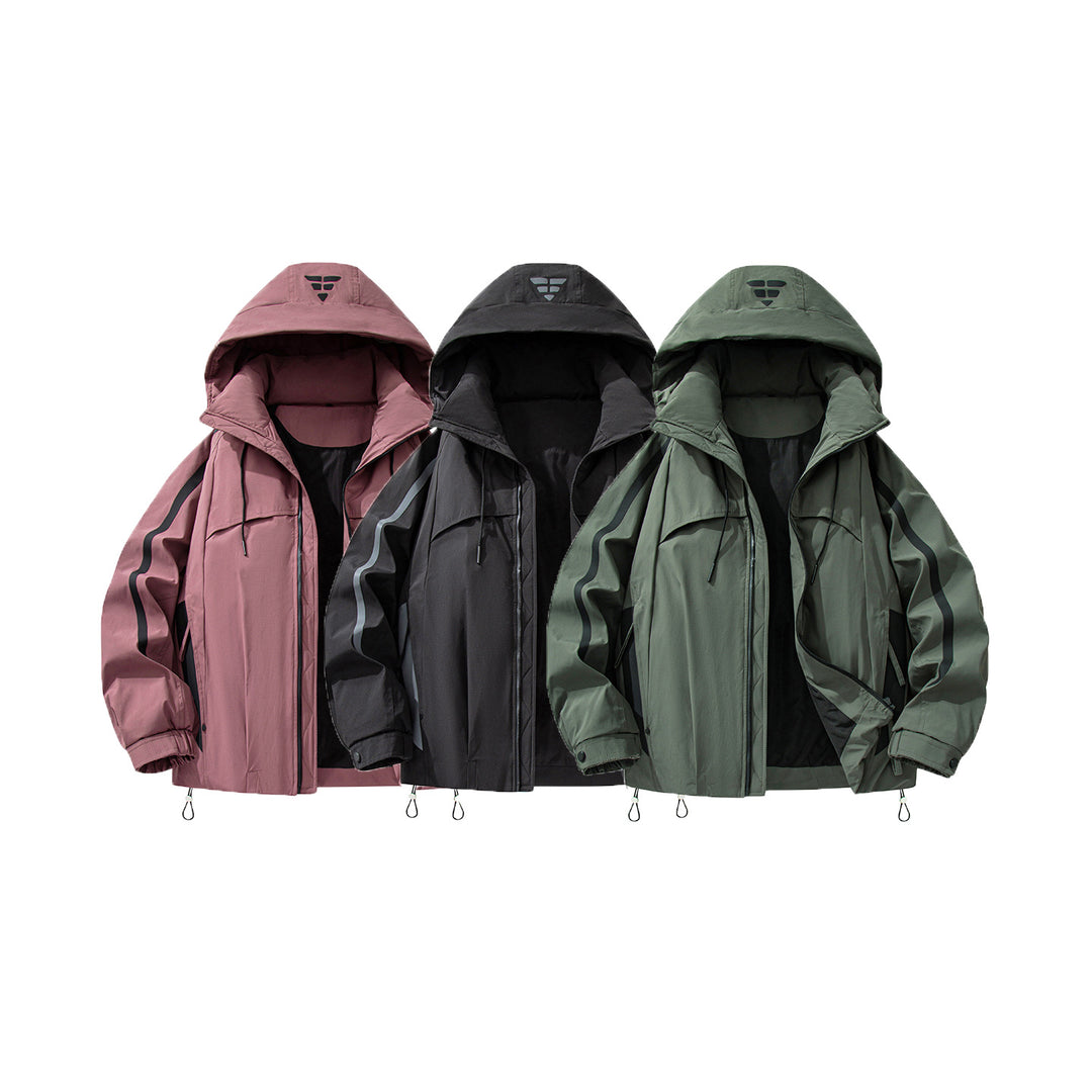 Unisex gefütterte Outdoor-Utility-Jacke mit Kapuze und reflektierenden Streifen Echo Archiv