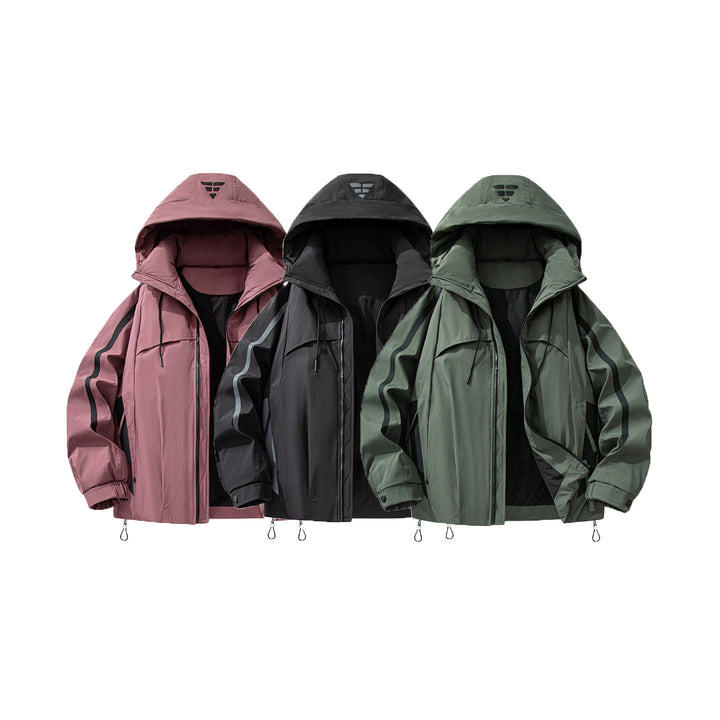 Unisex gefütterte Outdoor-Utility-Jacke mit Kapuze und reflektierenden Streifen Echo Archiv