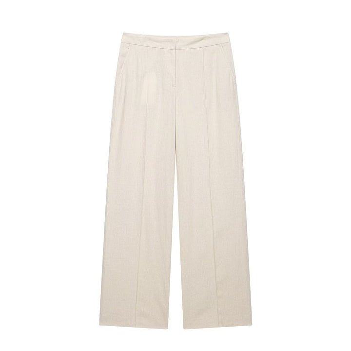 Damen Leichtweite Leinenoptik-Hose mit Bügelfalte und hoher Taille Echo Archiv