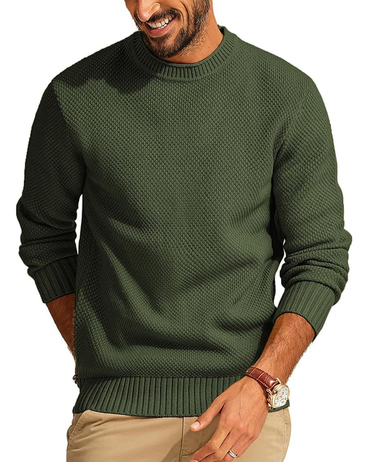 Herren Waffelstrick-Pullover mit Rundhalsausschnitt Echo Archiv