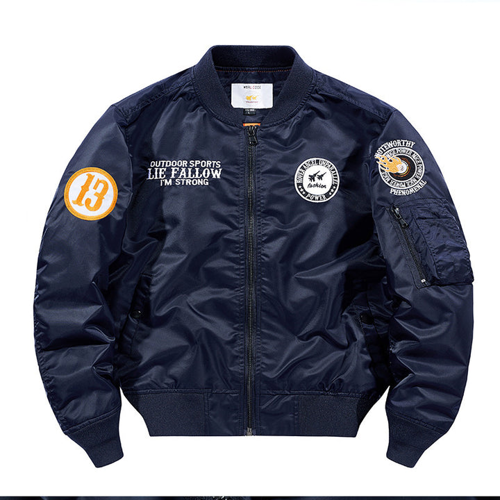 Herren Nylon Piloten-Bomberjacke mit Emblem‑Patches, Ärmel‑Utilitytasche und Rippbündchen Echo Archiv