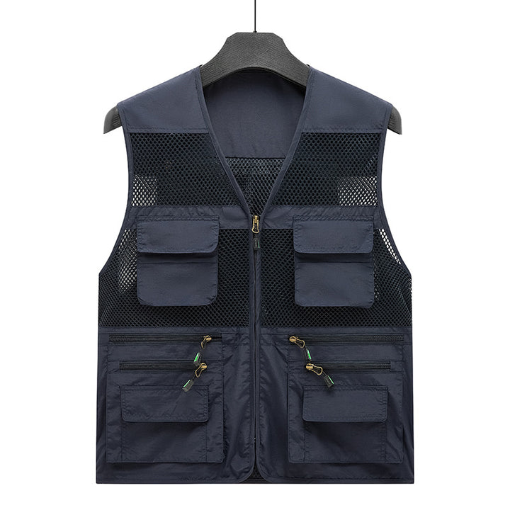 Herren Leichte Mesh-Utility-Weste mit vielen Reißverschluss- und Klapptaschen für Outdoor und Fotografie Echoarchiv