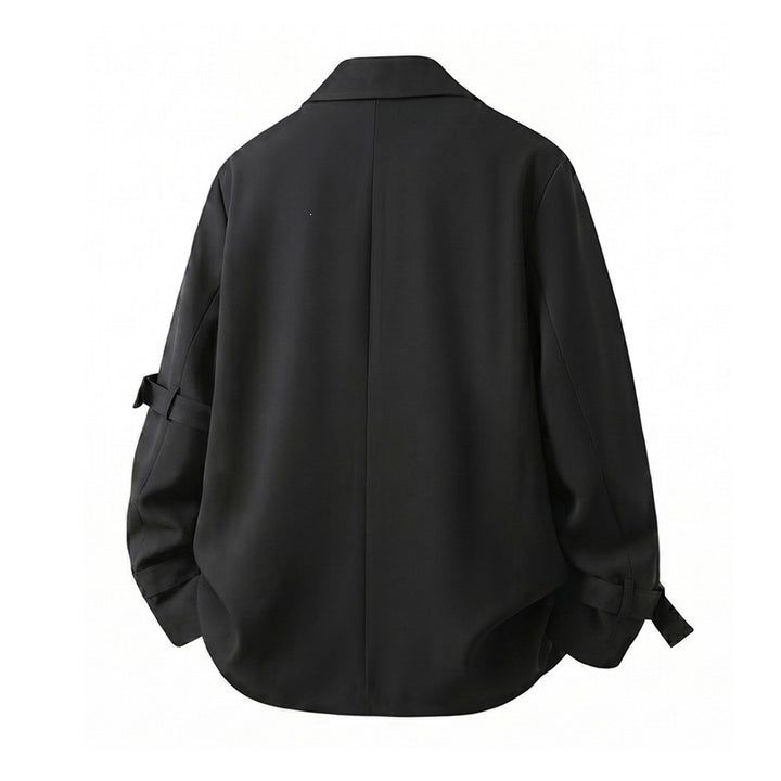 Herren Kurzblazer-Jacke im Rockigen Biker‑Look mit Nietenbesatz, Doppelreiher & Ärmel-Schnallen Echoarchiv