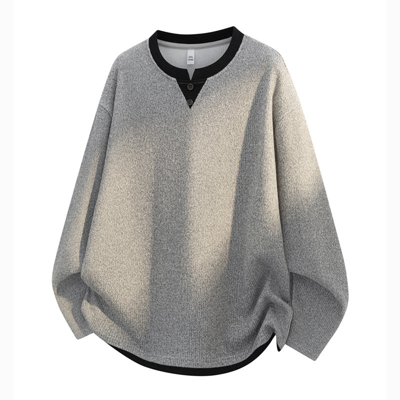 Herren Oversize-Henley-Sweatshirt mit Waffelstruktur & Knopfleiste Echoarchiv
