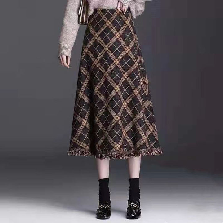 Damen Eleganter Karierter Midirock Echo Archiv