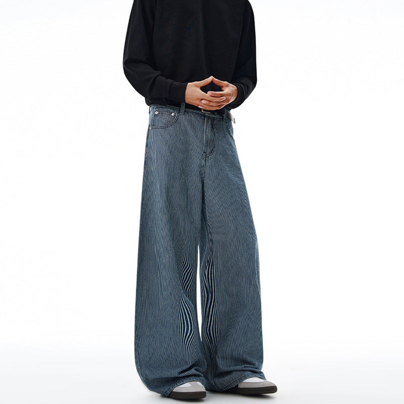 Herren Extraweite Pinstripe‑Palazzohose mit tiefem Schritt und fließender Silhouette Echo Archiv