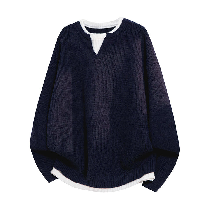 Damen Eleganter lässiger Pullover mit V-Ausschnitt und weitem Schnitt Echoarchiv