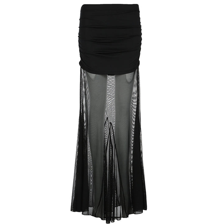 Damen Maxi-Rock mit transparentem Chiffon und gerafft Bund Echo Archiv