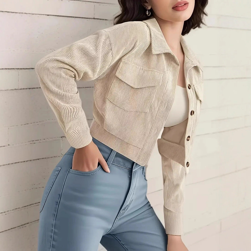 Damen Kurzarm-Cropped-Jeansjacke – Denévia