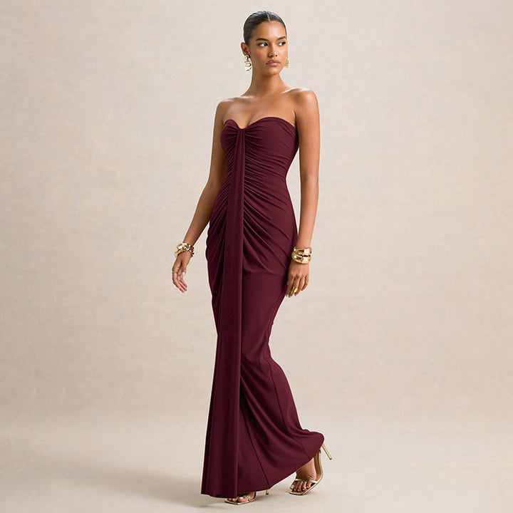 Damen Figurbetontes Maxikleid mit Raffungen und zartem Schnitt Echo Archiv