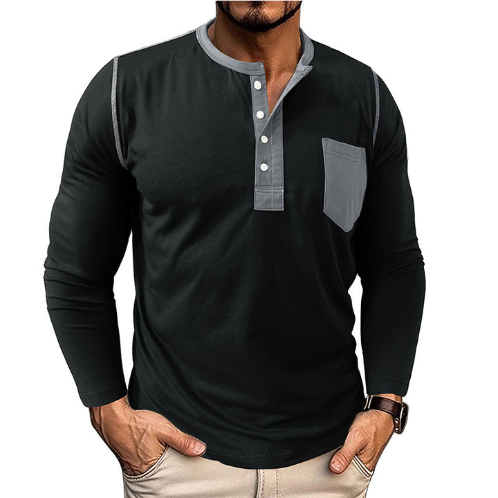 Herren Langarmshirt mit modernem Henley-Kragen Echoarchiv