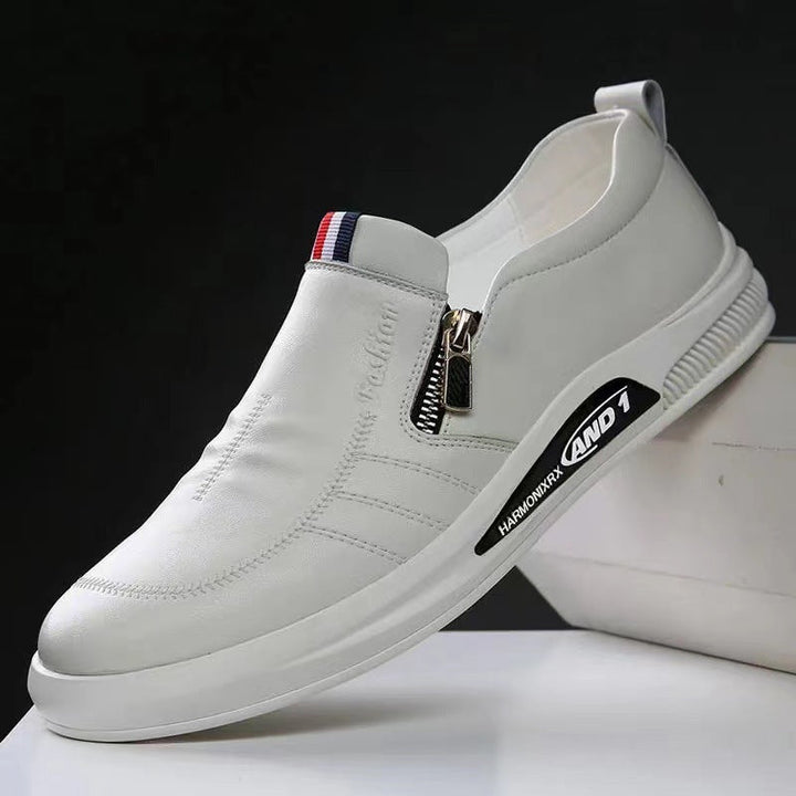Herren Komfortable Slip-On Leder-SnEchoarchivker mit dezentem Reißverschluss und flexiblem Sohlenprofil Echoarchiv