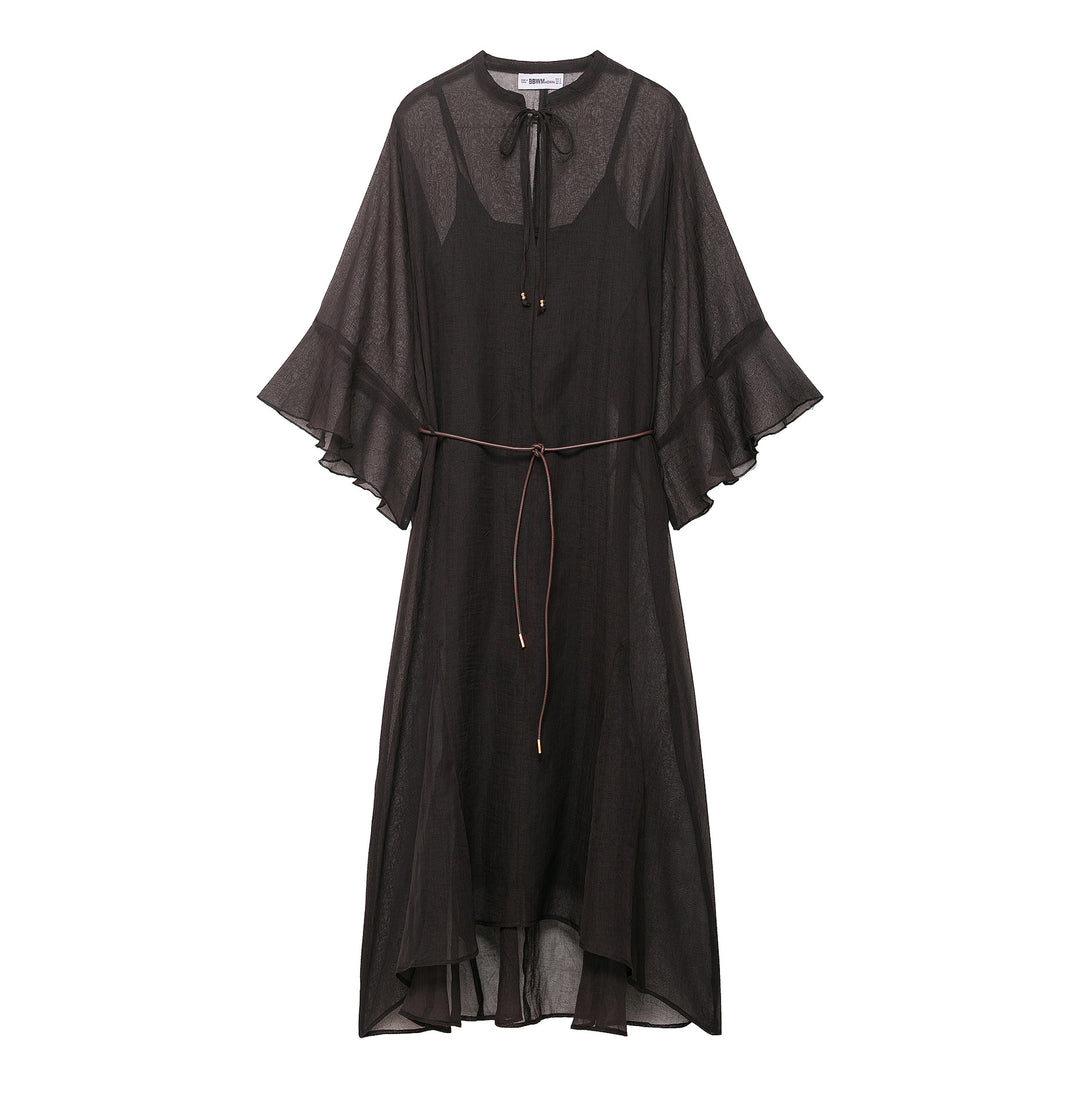 Damen Transparentes Chiffon-Kaftankleid mit Volantärmeln und Tunnelzug Echoarchiv
