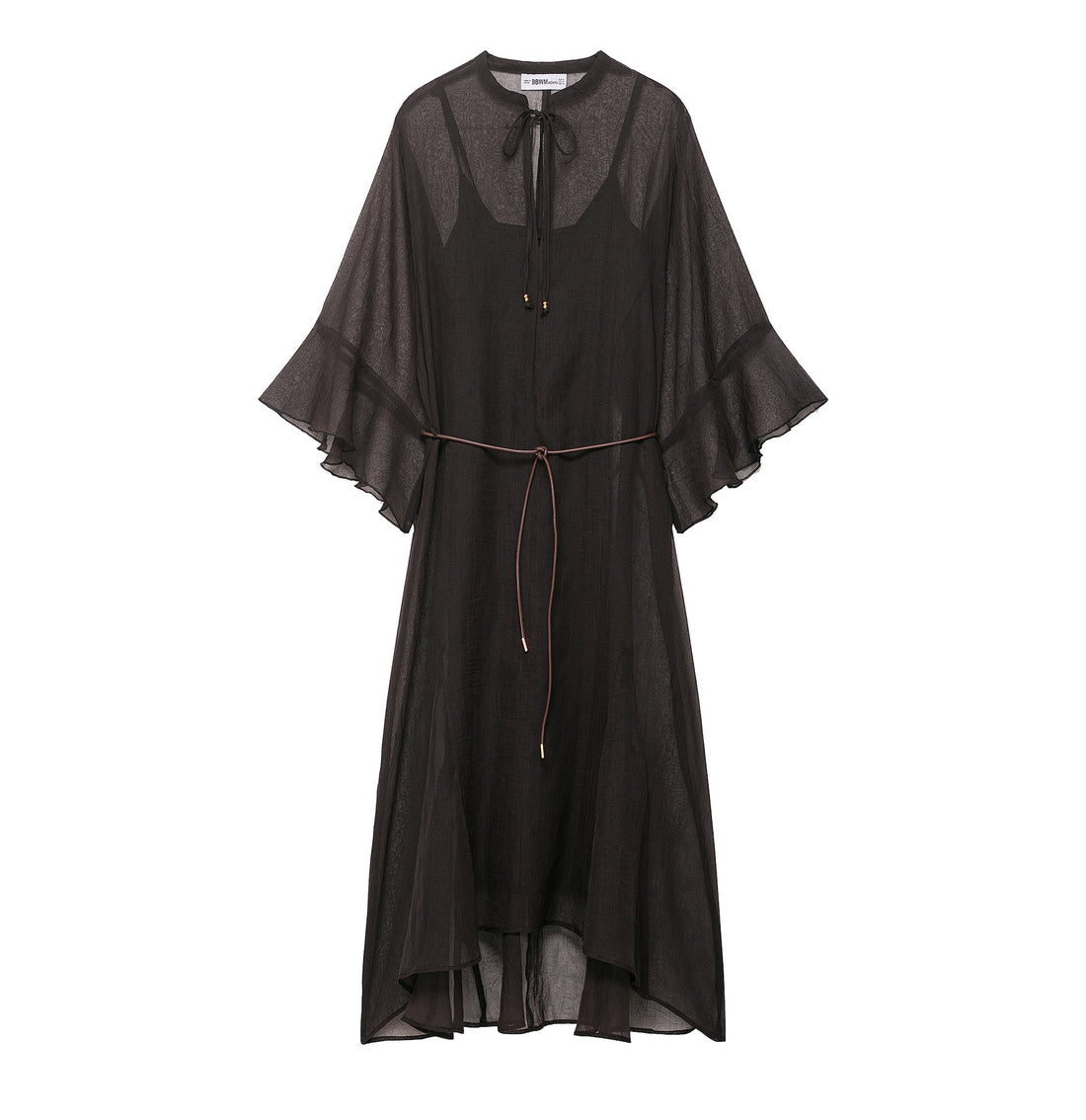 Damen Transparentes Chiffon-Kaftankleid mit Volantärmeln und Tunnelzug Echoarchiv