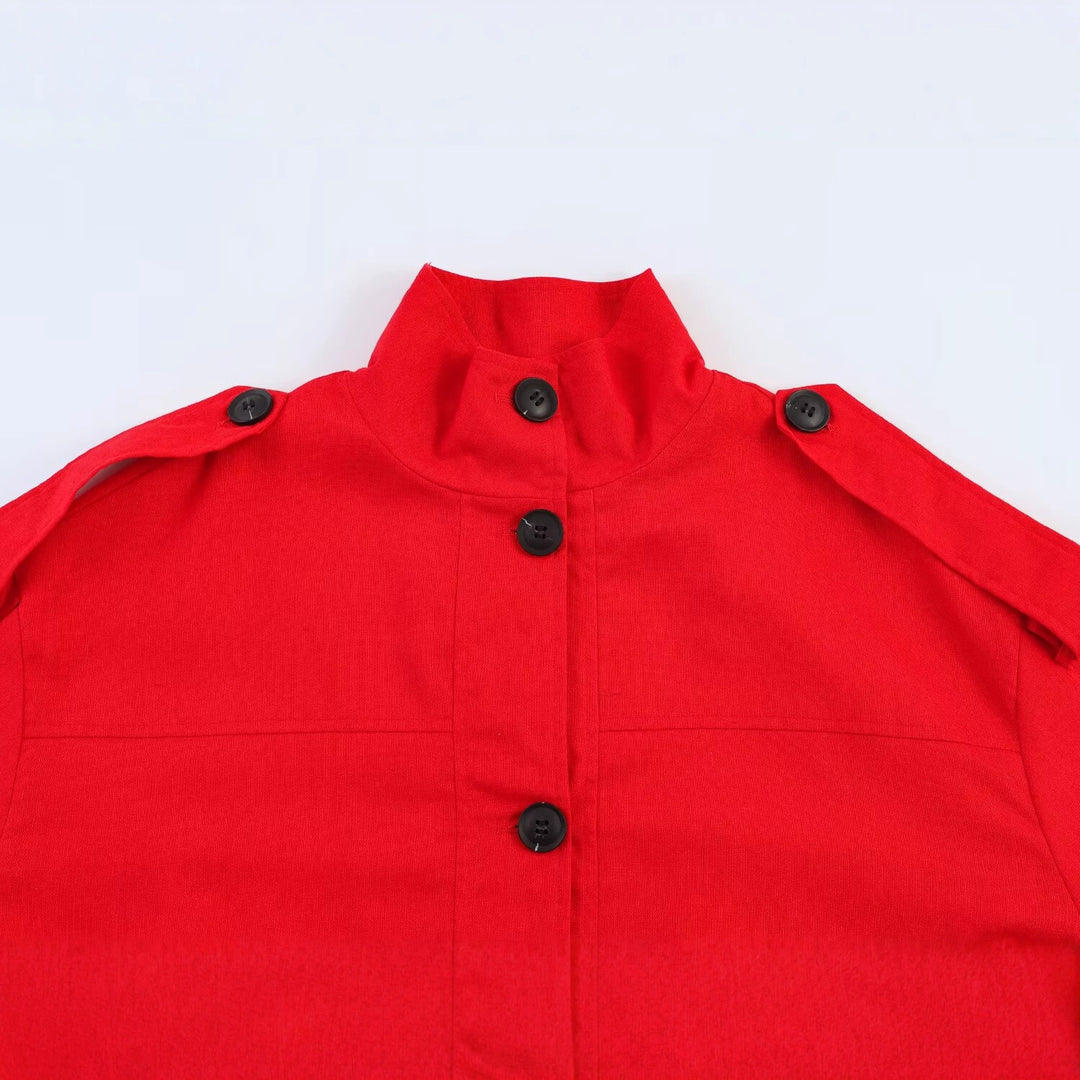 Damen Kurz geschnittene Oversize-Trenchjacke mit Stehkragen und Schulterklappen Echo Archiv