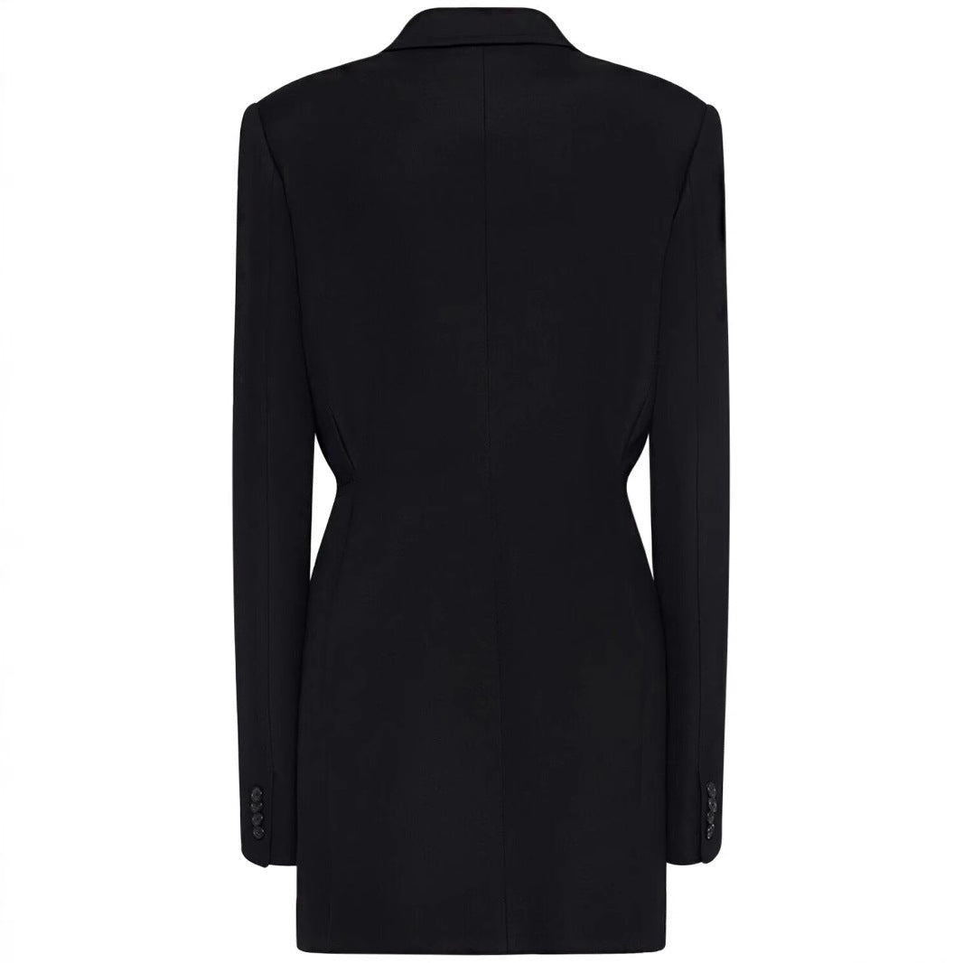 Damen Einreihiger Longblazer mit taillierter Silhouette und weiter Palazzohose Echoarchiv