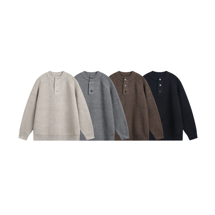 Unisex Rippsweater mit Henley-Knopfleiste und Raglanärmeln Echoarchiv