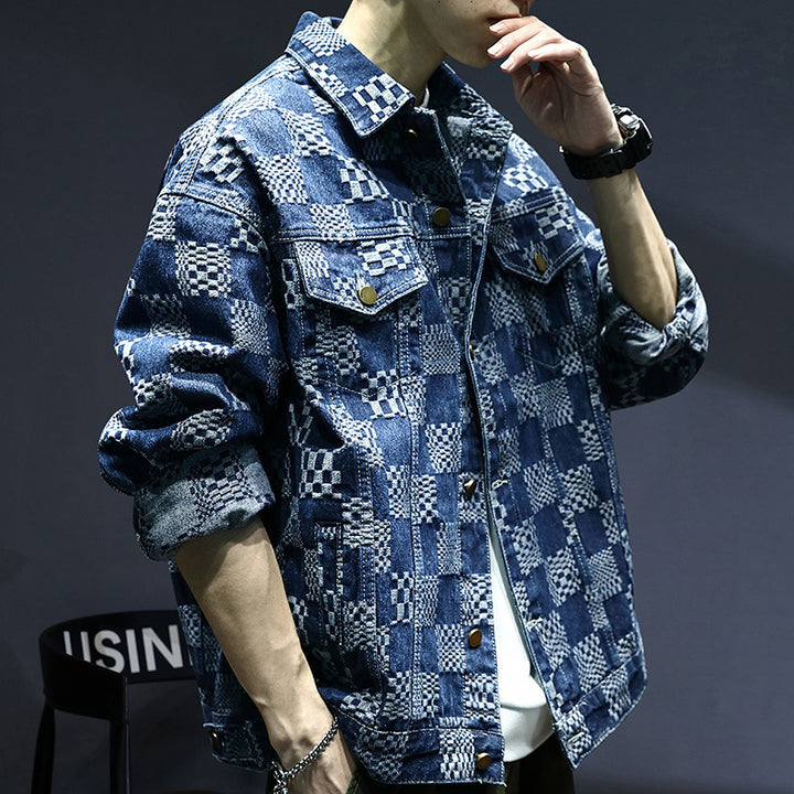 Herren Lässige Denimjacke mit kreativen Mustern Echoarchiv