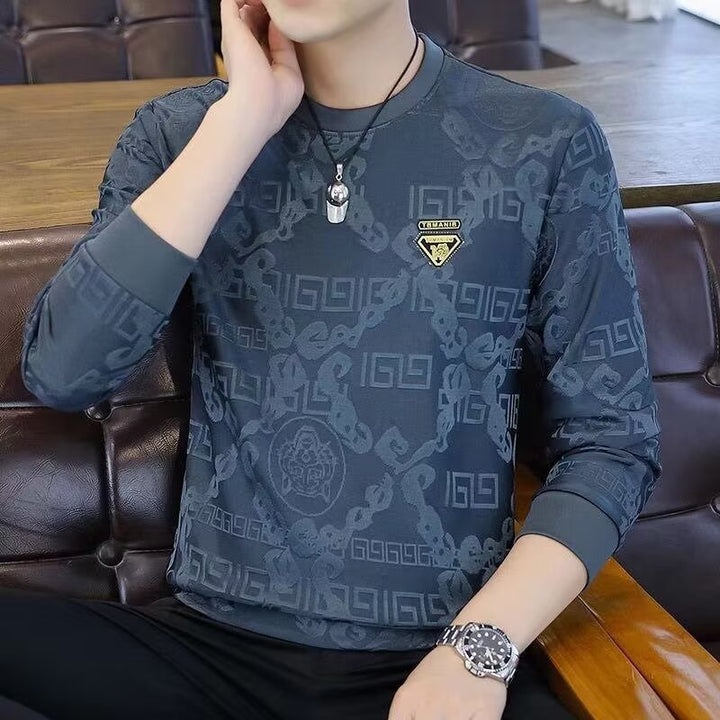 Herren Modernes Langarmshirt mit kreativem Strukturdesign Echoarchiv