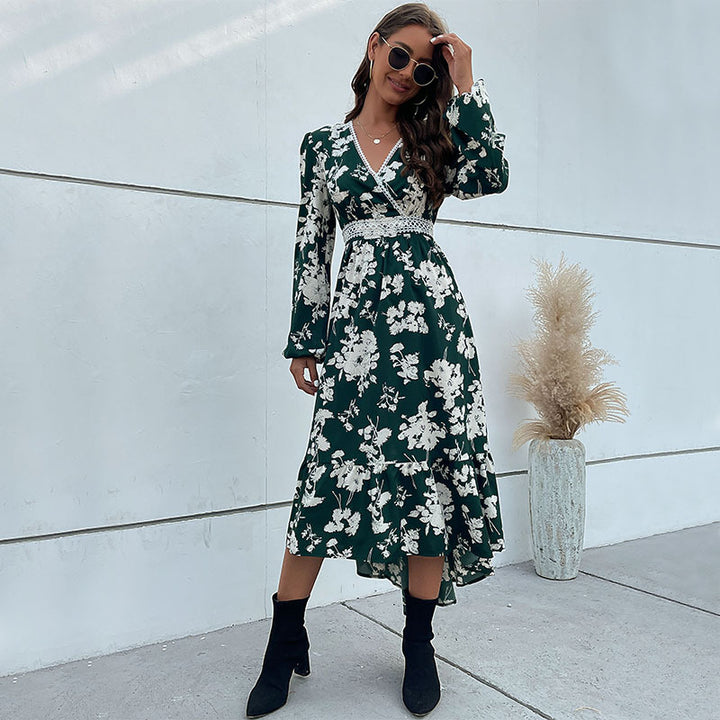 Damen Elegantes Maxikleid mit floralem Muster und V-Ausschnitt Echo Archiv