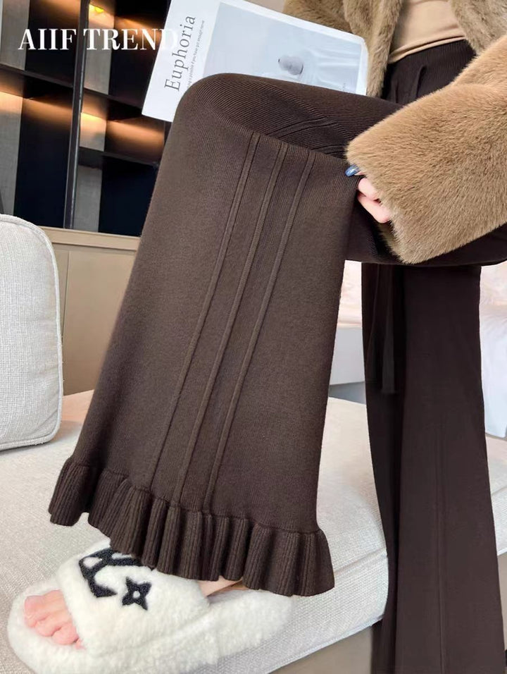 Damen Elegante, weiche Lounge-Hose mit Rüschenabschluss Echo Archiv