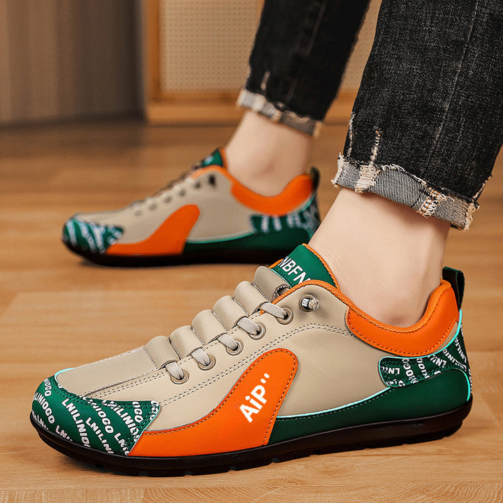 Herren Moderner Low-Top Lederimitat-Sneaker mit gepolstertem Schaft und profilierter Gummisohle Echoarhiv – Norré