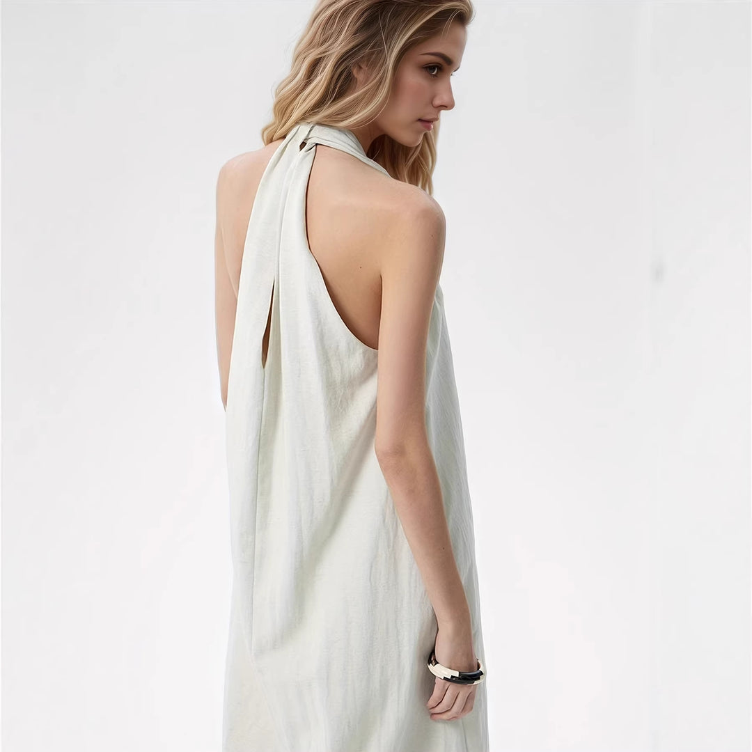 Damen Elegantes Maxikleid mit tiefem V-Ausschnitt und fließendem Stoff Echo Archiv