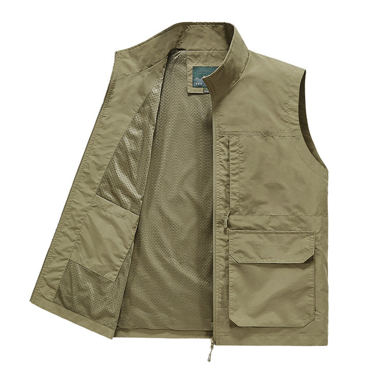 Herren Multifunktionale Utility‑Weste mit Mesh‑Futter, Reißverschluss & Mehrfachtaschen Echoarchiv