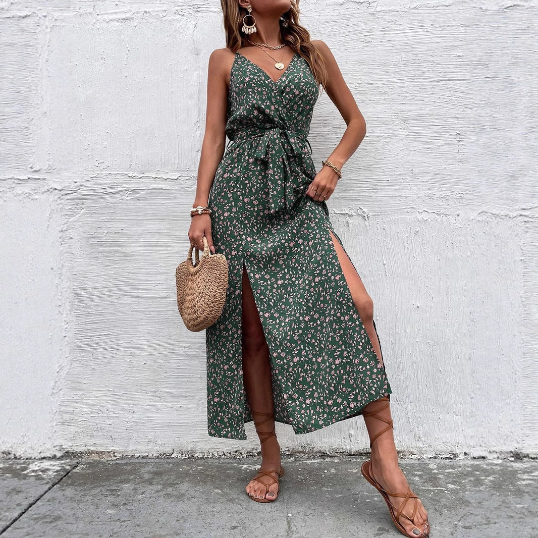 Damen Wickelkleid mit floralen Mustern und schmalen Trägern Echo Archiv