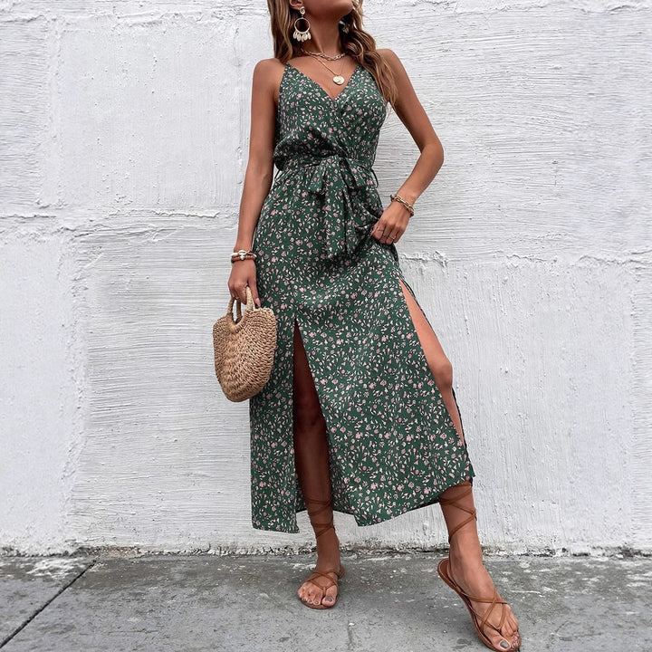 Damen Wickelkleid mit floralen Mustern und schmalen Trägern Echo Archiv
