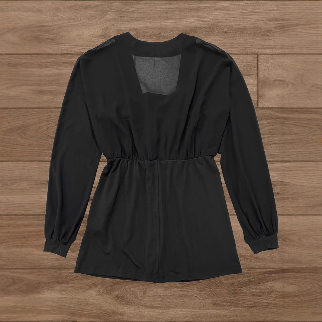 Damen transparentes Chiffon-Blusentop mit Knopfleiste und taillierter Passform – Avérine