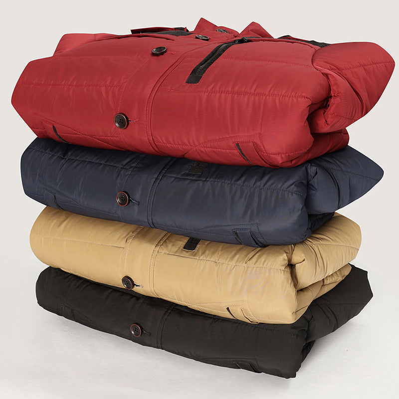 Herren Isolierter Steppparka mit Kunstfellkapuze, verdeckter Zip- und Druckknopfleiste – Montevé