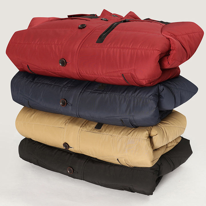 Herren Isolierter Steppparka mit Kunstfellkapuze, verdeckter Zip- und Druckknopfleiste – Montevé