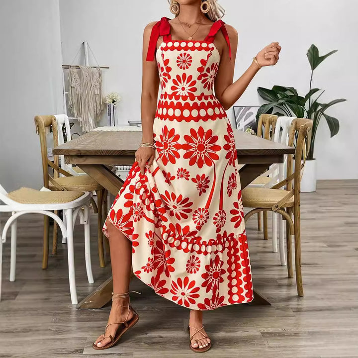 Damen Elegantes Maxikleid mit Blumenmuster und charmanten Trägern Echo Archiv