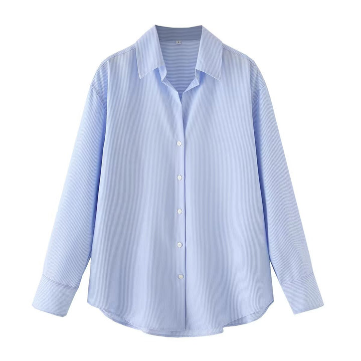 Damen Oversized-Hemdbluse mit weitem Schnitt, langen Manschettenärmeln und abgerundetem Saum Echo Archiv