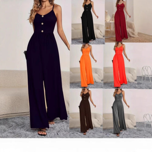 Damen Jumpsuit mit knöpfbarem Oberteil und weitem Bein Echo Archiv