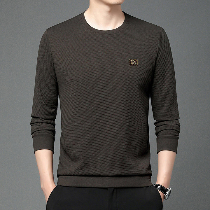 Herren hochwertiger Rundhals-Pullover mit strukturiertem Gewebe und modischem Design Echoarchiv