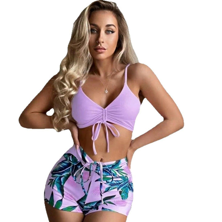 Damen Zweiteiliger Badeanzug mit hohem Bund und gerafftem Crop-Top Echo Archiv