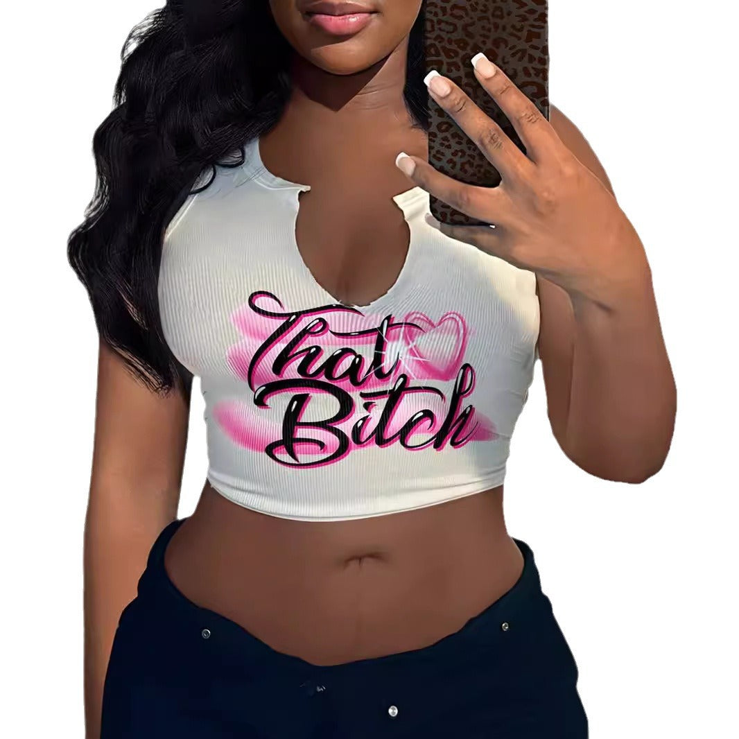 Damen Crop-Top mit auffälligem Schriftzug und lockerer Passform Echo Archiv