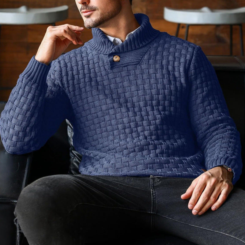 Herren Strickpullover mit Strukturiertem Muster und Modernem Stehkragen Echoarchiv