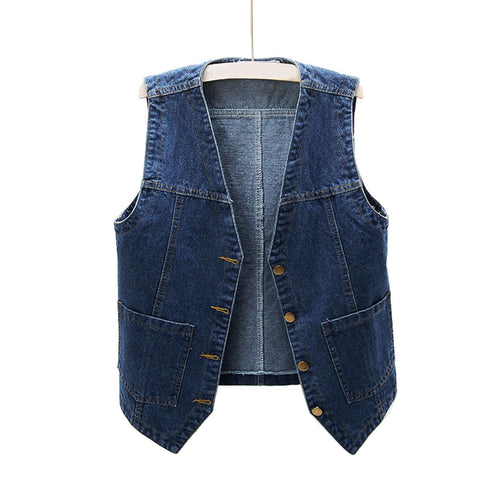 Damen lässige Denim-Weste mit Knopfdetails und aufgesetzten Taschen Echo Archiv