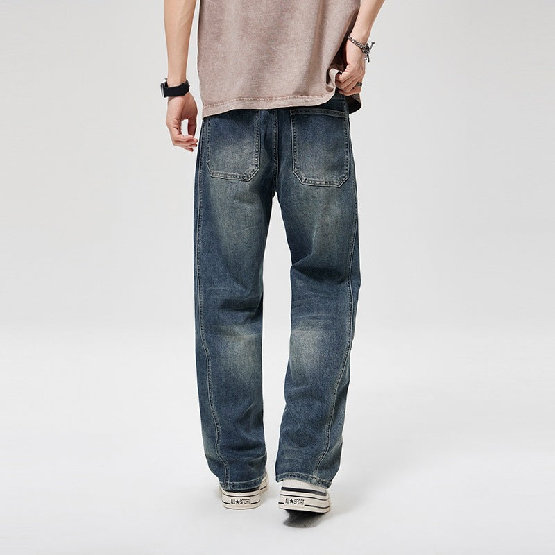 Herren Baggy-Denimhose mit hoher Bundhöhe, softem Stretch & Vintage-Finish Echoarchiv